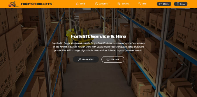 Tony's Forklifts, Website Design